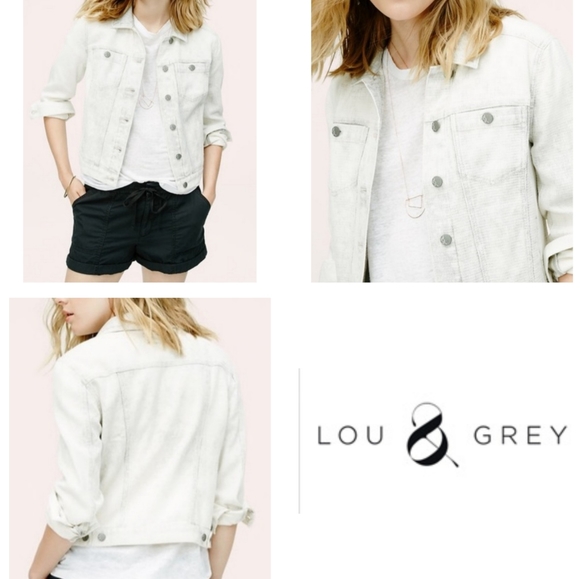 Lou & Grey Jackets & Blazers - Lou & Grey White Gray Acid Wash Moto Jacket